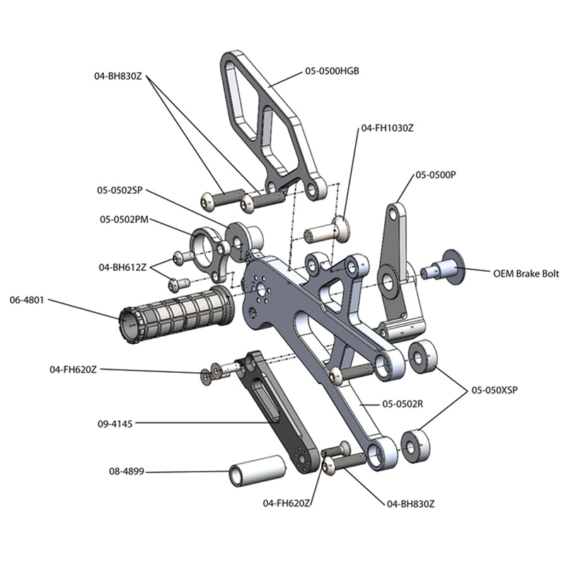 Woodcraft Triumph Daytona 675 Rearset - GP Shift w/o QS