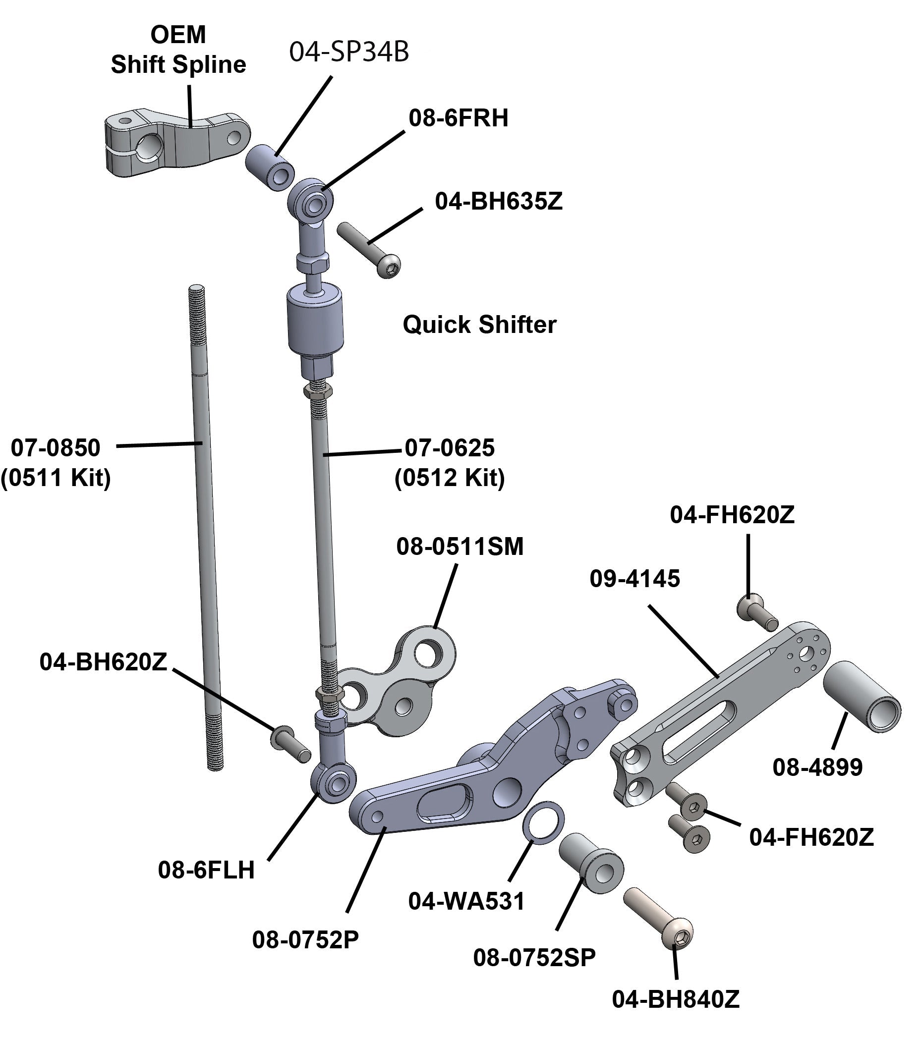 Woodcraft Triumph Daytona 675/Street Triple Rearset - GP Shift w/o QS - RACE ONLY (No Side Stand)