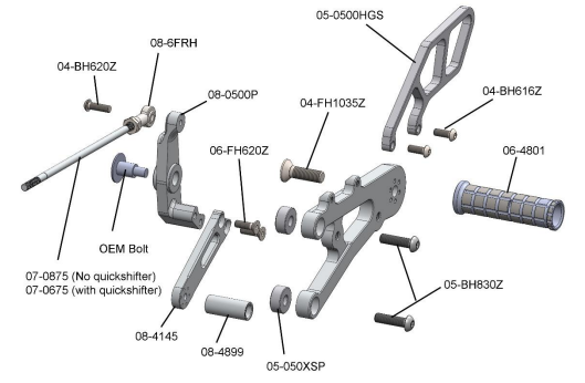 Woodcraft Triumph Street Triple 765 Rearsets - STD Shift w/o QS
