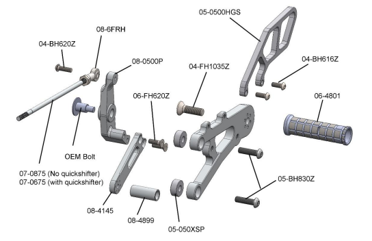 Woodcraft Triumph Street 765 Rearsets - STD Shift w/QS