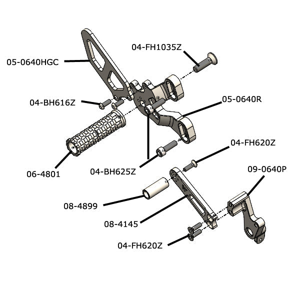 Woodcraft Ducati 848/1098/1198/848 Evo Complete Rearset - Black