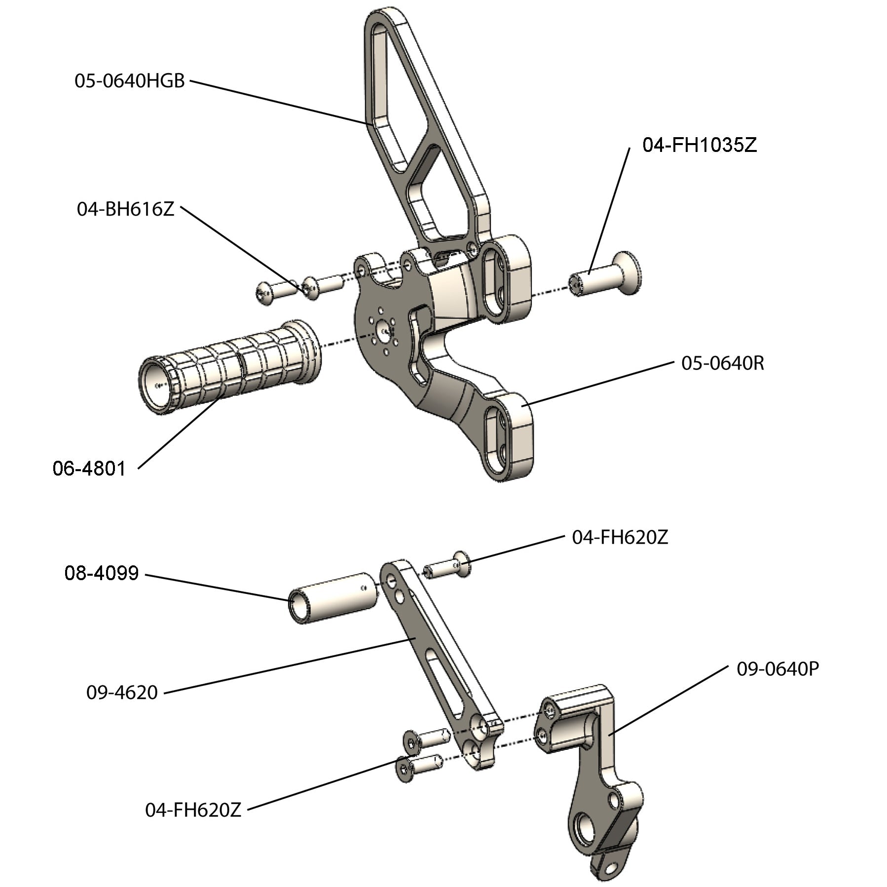 Woodcraft Ducati 1198SP/848 EVO Complete GP Rearset (Factory QS)