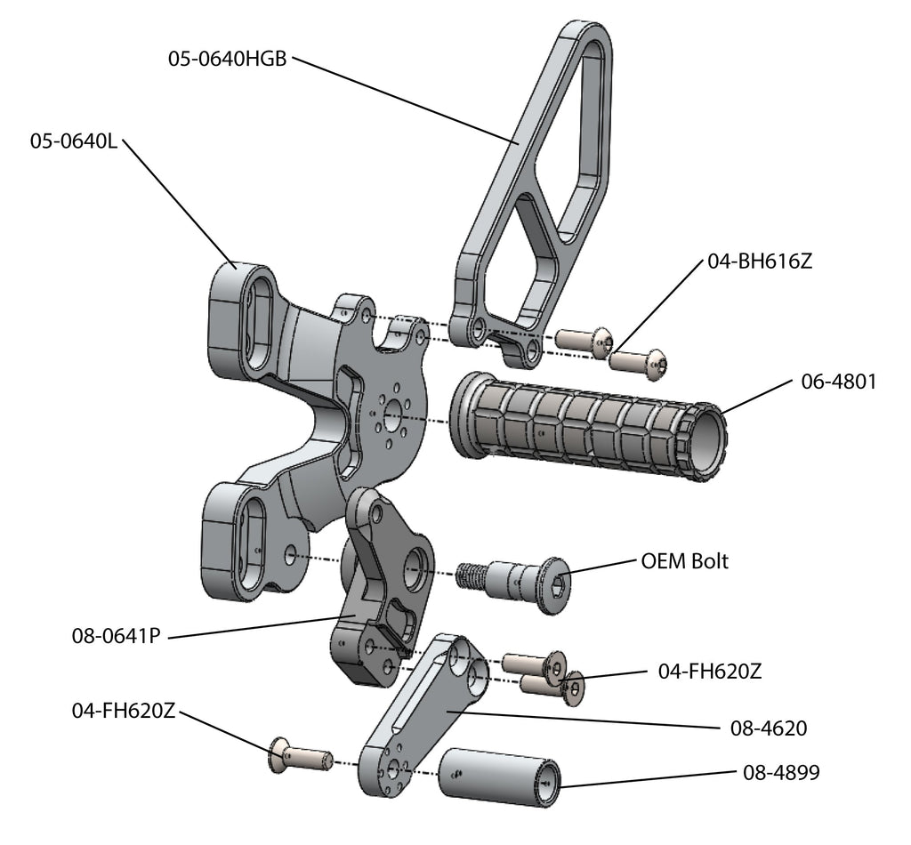Woodcraft Ducati 1198SP/848 EVO Complete GP Rearset (Factory QS)