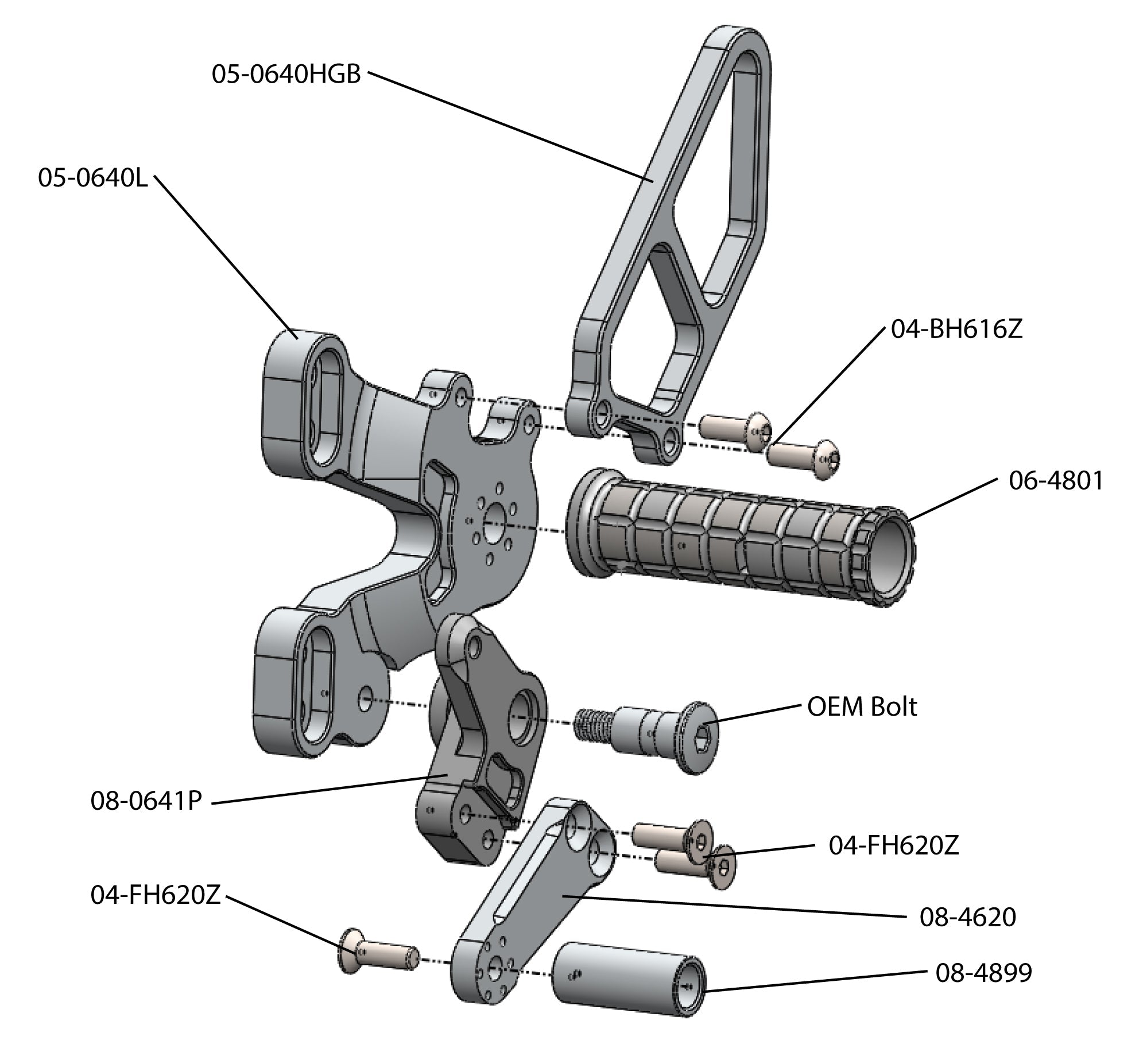 Woodcraft Ducati 1198SP/848 EVO Complete GP Rearset (Factory QS)