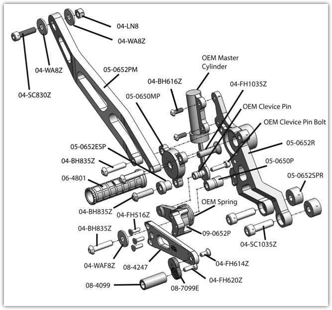 Woodcraft Ducati Hypermotard 939 Complete Rearset