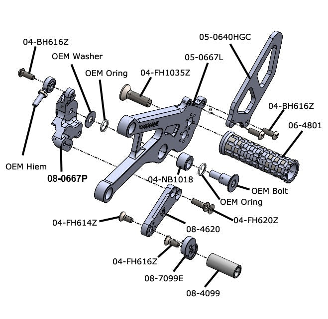 Woodcraft Ducati V4 Complete Rearset