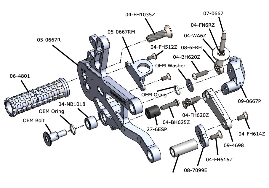 Woodcraft Ducati V4 Complete Rearset