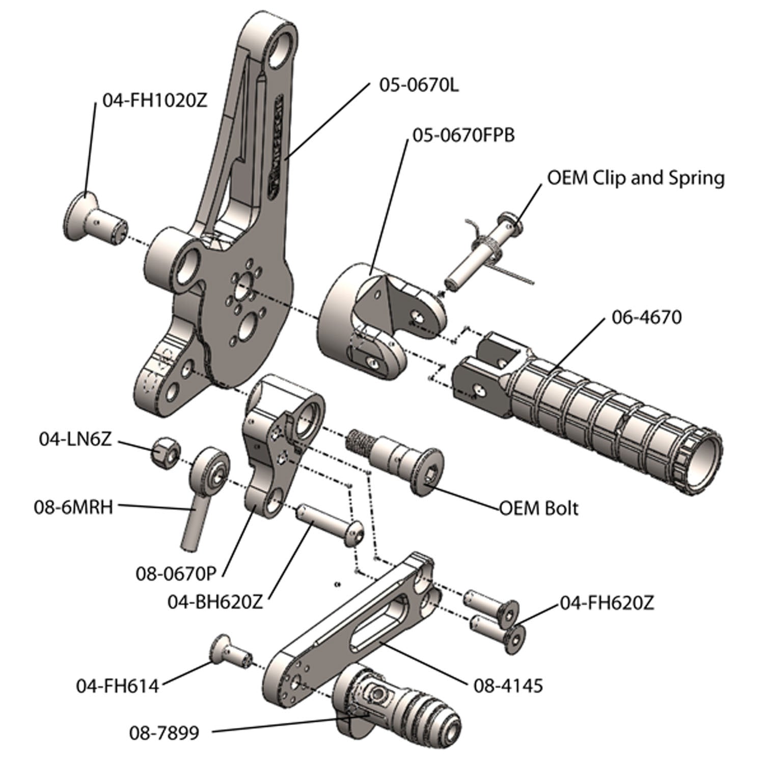 Woodcraft Ducati Diavel STD Shift Complete Rearset