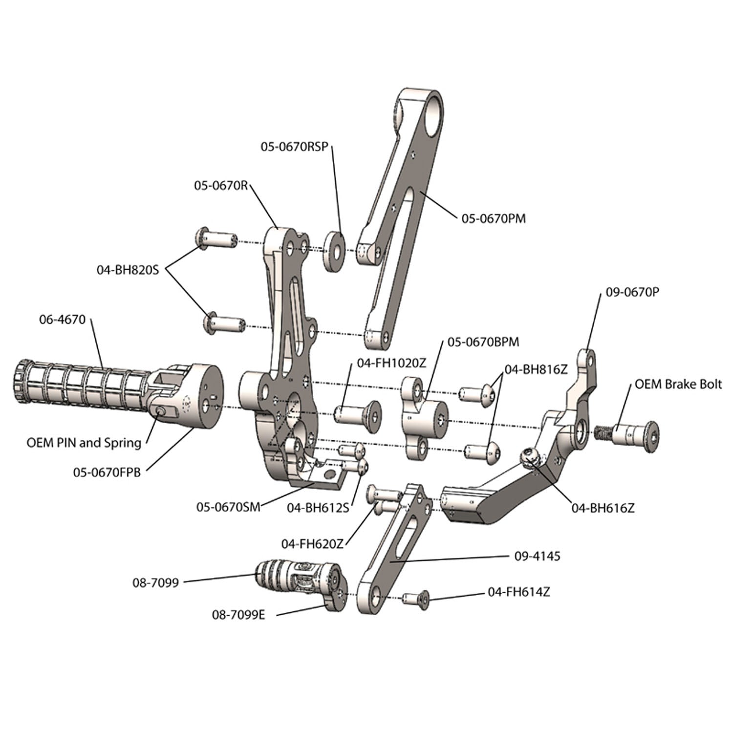 Woodcraft Ducati Diavel STD Shift Complete Rearset