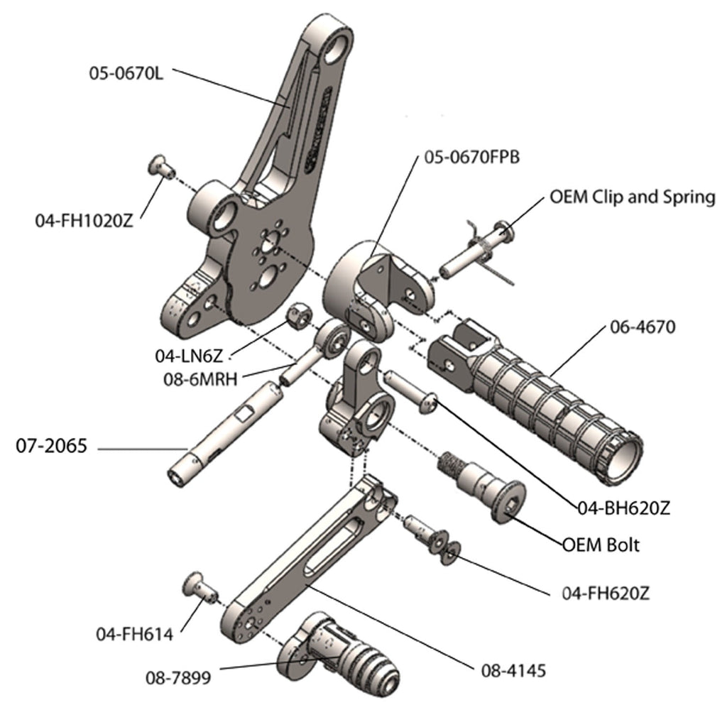 Woodcraft Ducati Diavel GP Shift Adjustable Complete Rearset Kit