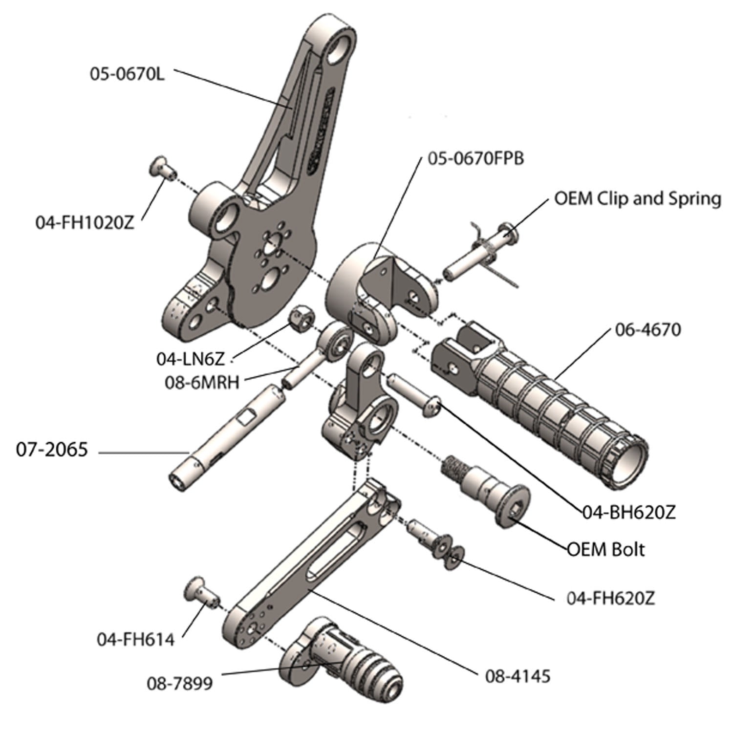 Woodcraft Ducati Diavel GP Shift Adjustable Complete Rearset Kit