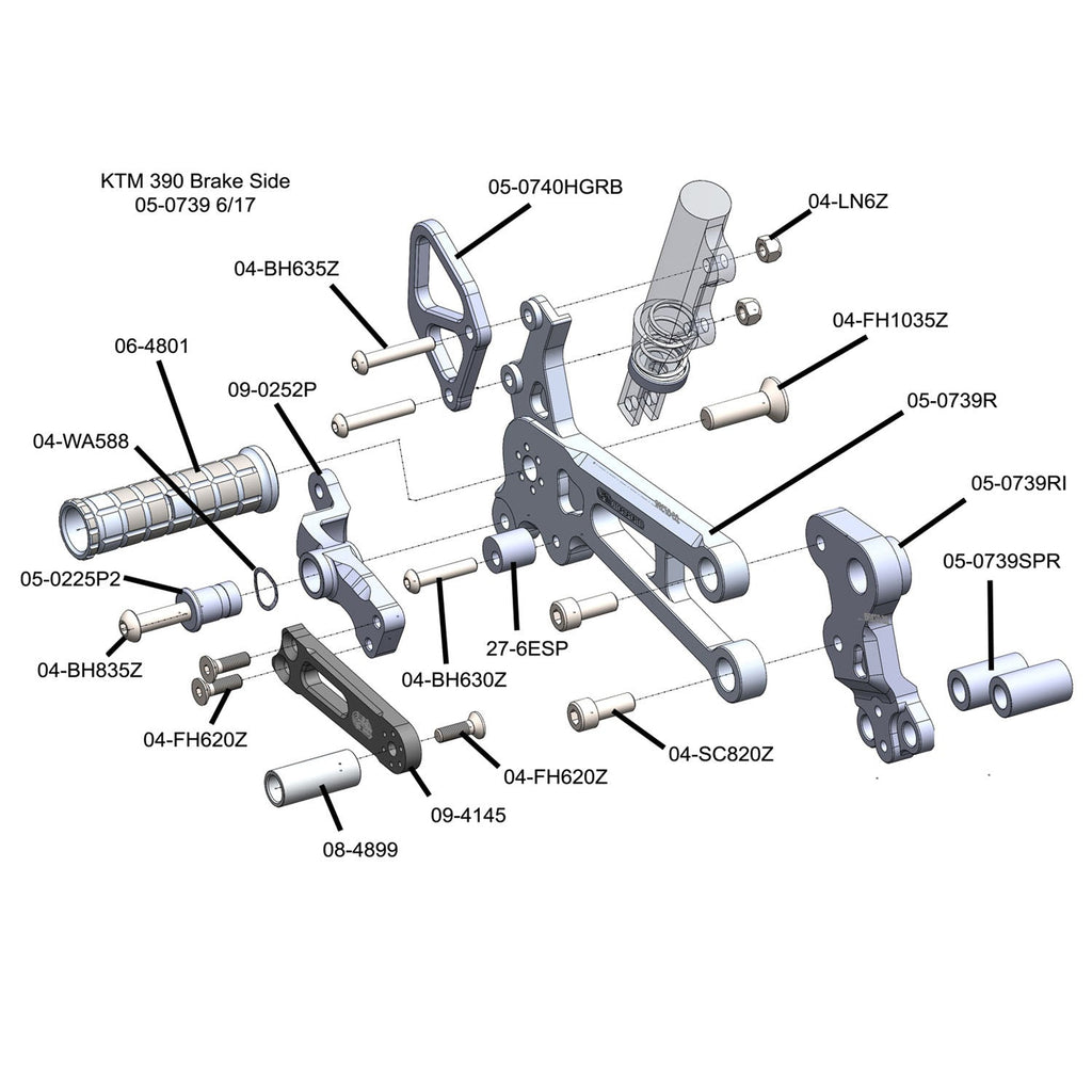 Woodcraft 2015-20 KTM RC390 Complete Rearset