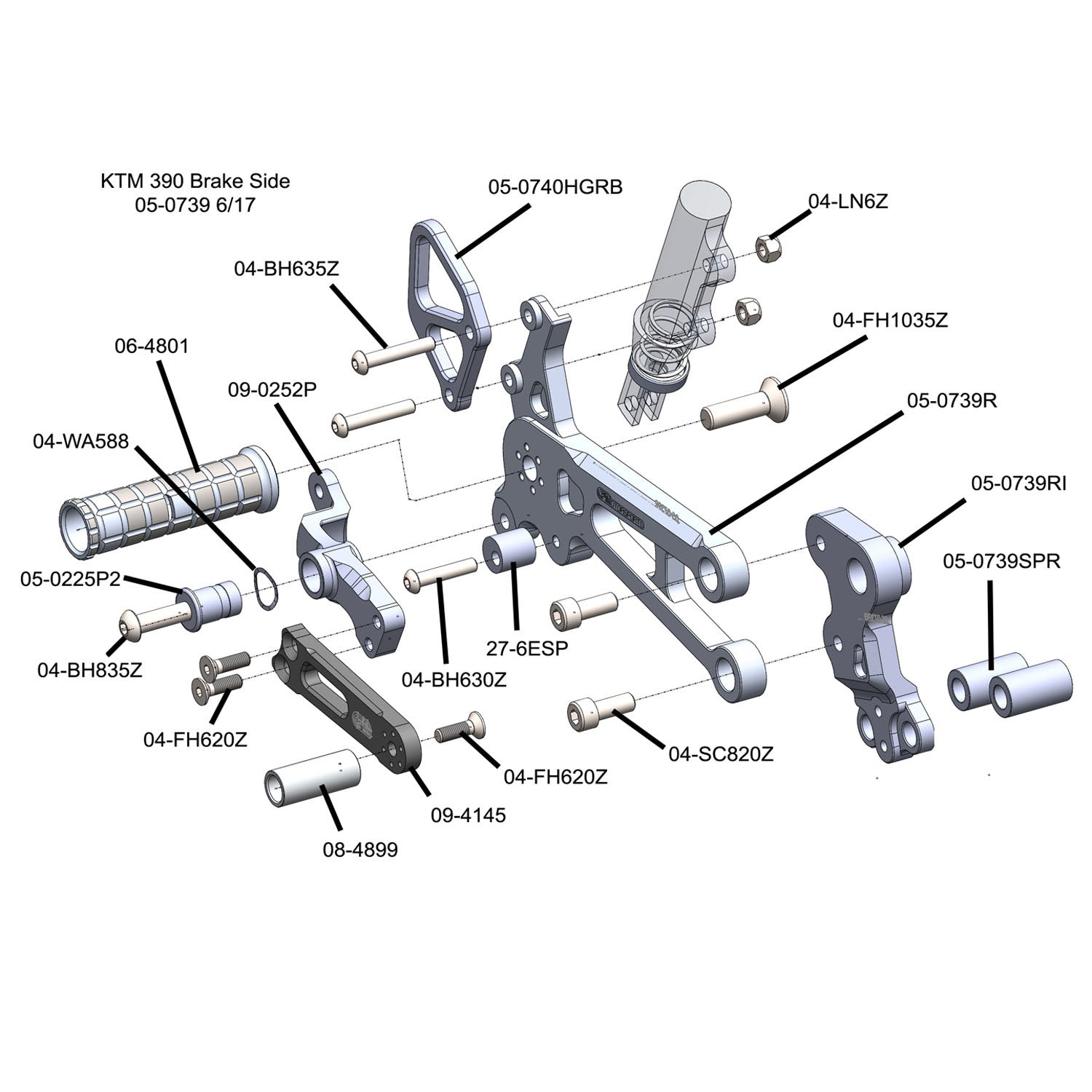 Woodcraft 2015-20 KTM RC390 Complete Rearset
