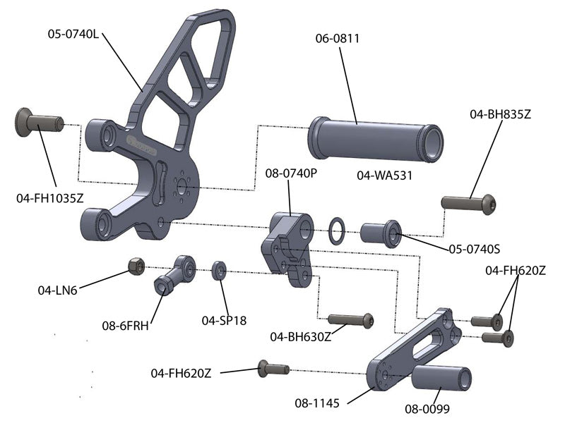 Woodcraft 2008-10 Aprilia RSV4 Complete Rearset