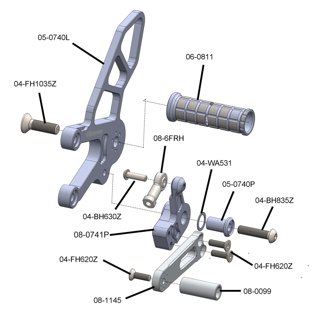 Woodcraft Aprilia RSV4 , Tuono V4 GP Shift Complete Rearset W/Pedals