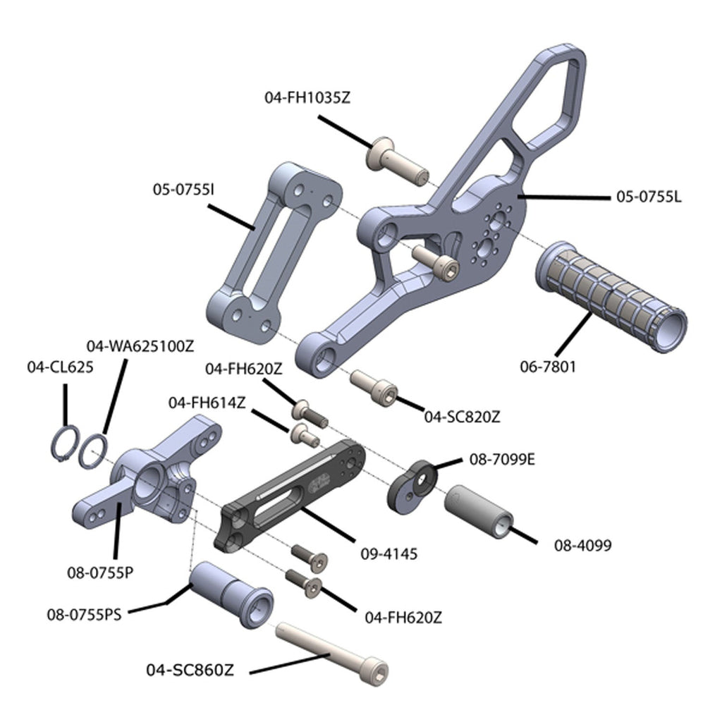 Woodcraft 2015-19 BMW S1000RR Complete Rearset