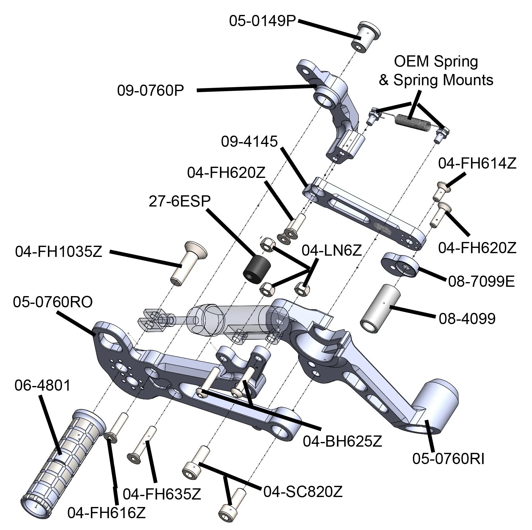 Woodcraft Aprilia RS660 Rearset Kit Complete W/Pedals