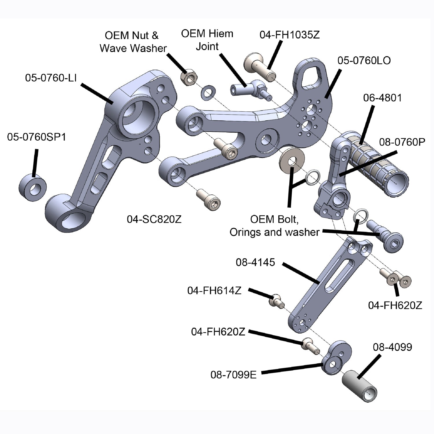 Woodcraft Aprilia RS660 Rearset Kit Complete W/Pedals