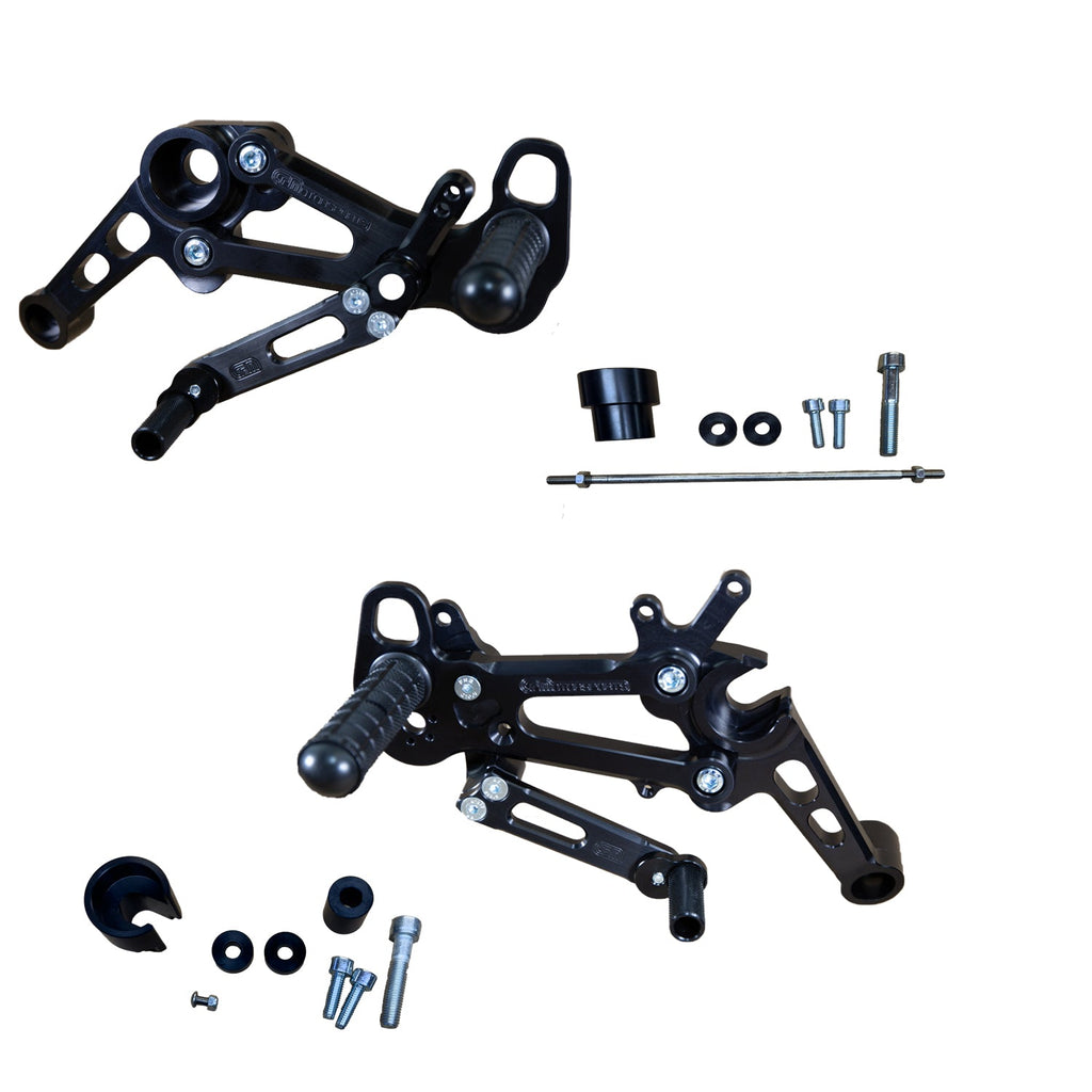Woodcraft Aprilia RS457, Tuono 457 Adjustable Rearset Kit Complete W/Pedals