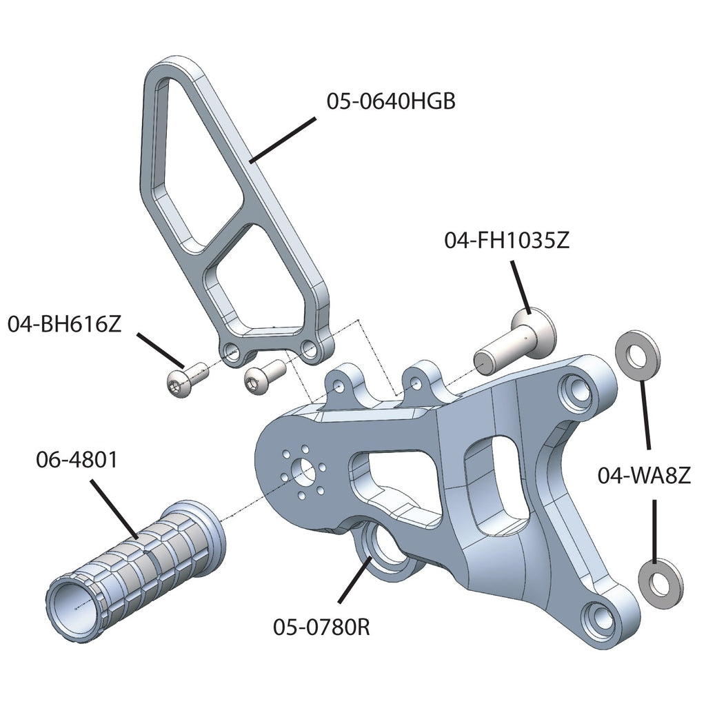 Woodcraft MV Agusta F3/Brutale 675/800RR GP/STD Adjustable Rearset Kit w/Shift pedal