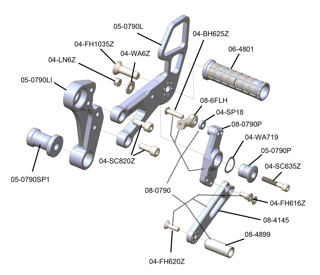Woodcraft KTM Duke790/890 Rear Set Kit