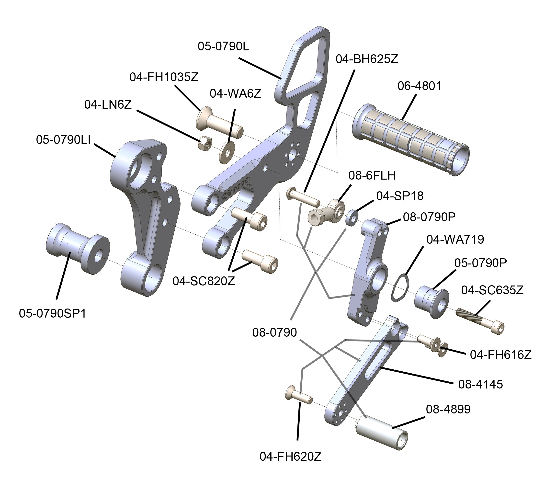 Woodcraft KTM Duke790/890 Rear Set Kit