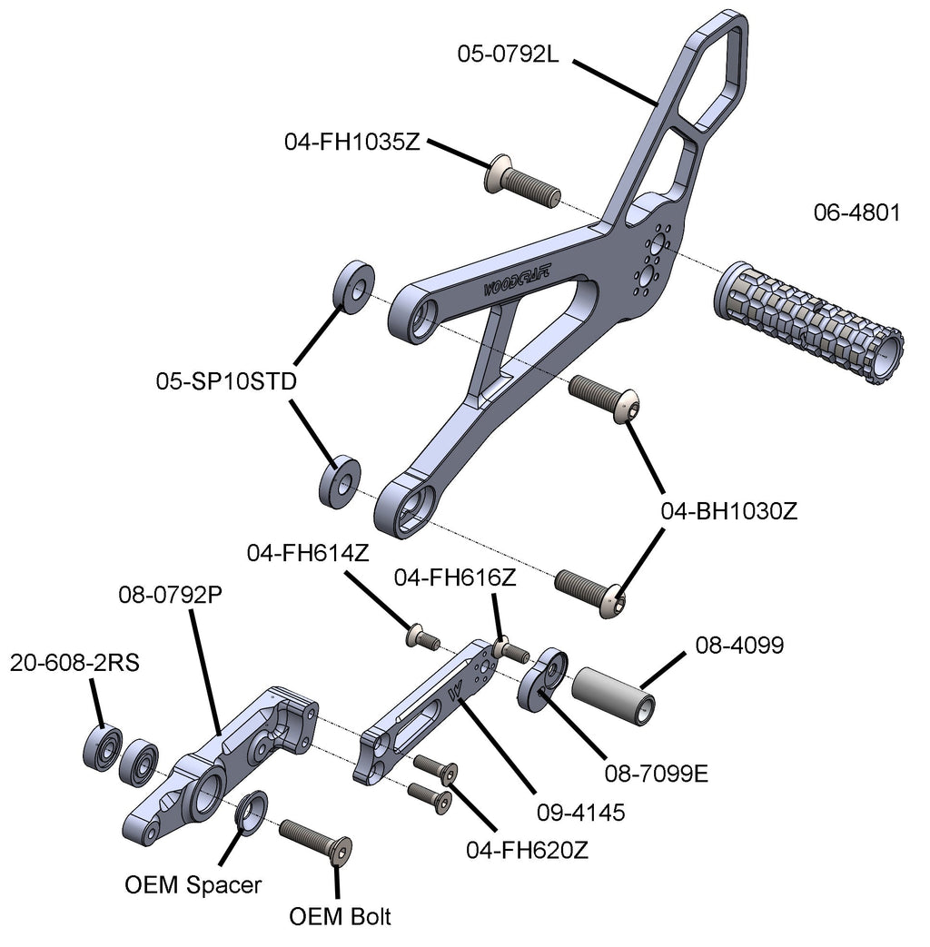 Woodcraft KTM 990 Complete Rearset