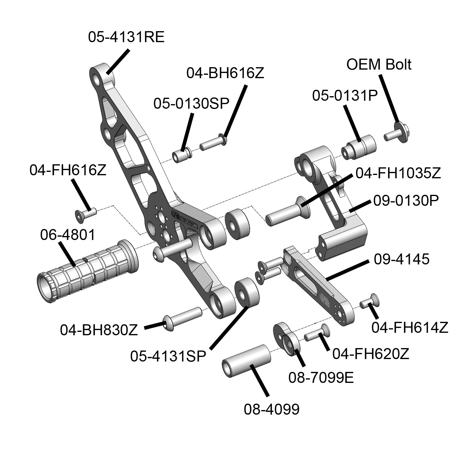 Woodcraft Kawasaki Ninja 300 Complete Rearset w/ Pedals