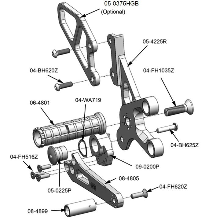 Woodcraft Suzuki SV650 Rearset Complete - GP Shift