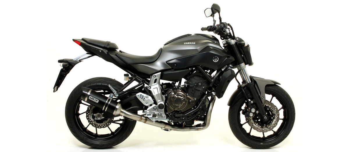 Arrow Thunder Aluminium "Dark" Slip On with Carbon End Cap - Yamaha MT-07