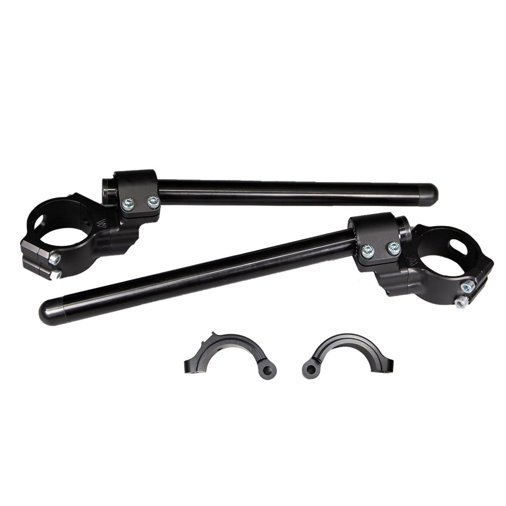 Woodcraft BMW S1000RR Side Mount 35mm Rise Adjustable Angle Clipon Risers, 55mm w/ OEM Clipon Delete