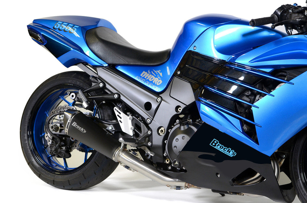 Brock's Performance Predator Full System - Stainless Front Section w/ Electro-Black Muffler ZX-14R (12-25)