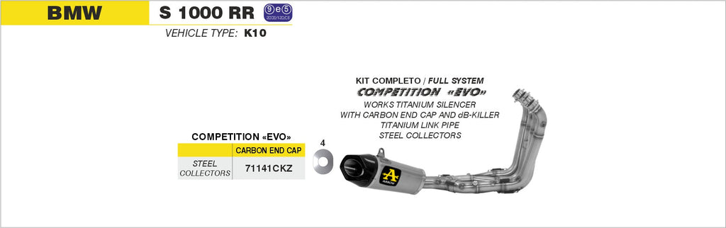 Arrow Competition Full System with Dbkiller with Carbon End Cap - BMW S1000RR