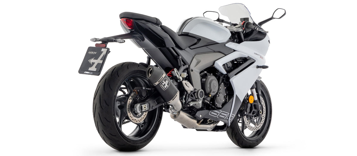 Arrow Full System Racing with Veloce Aluminium "Dark" Slip Ons - Triumph Daytona 660
