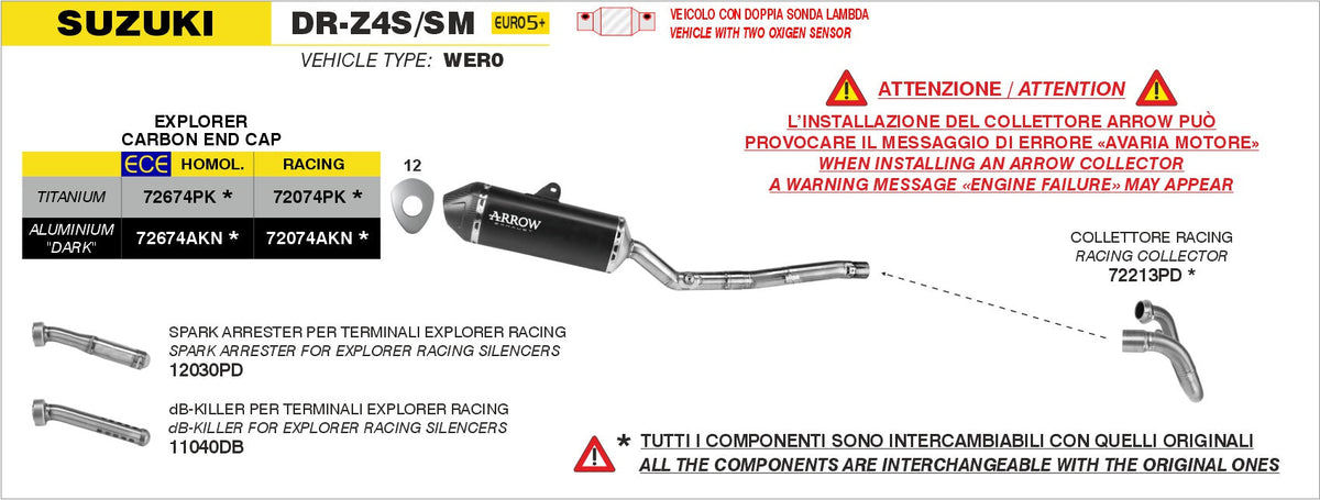 Arrow Racing Header - Suzuki DR-Z4S/DR-Z4SM