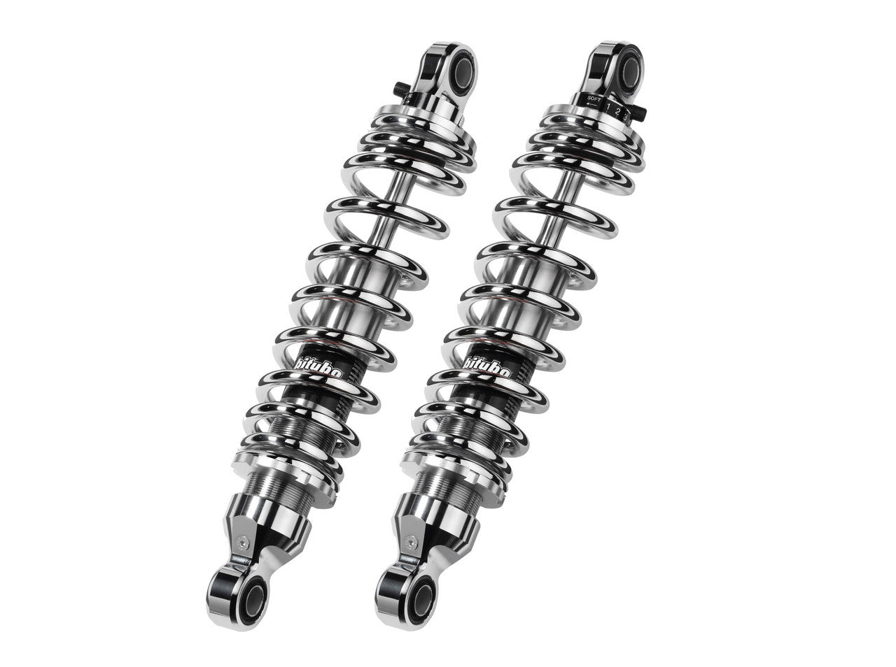 Brock's Performance 12in Bitubo WMEo Rear Shock Set Chrome Harley-Davidson Dyna