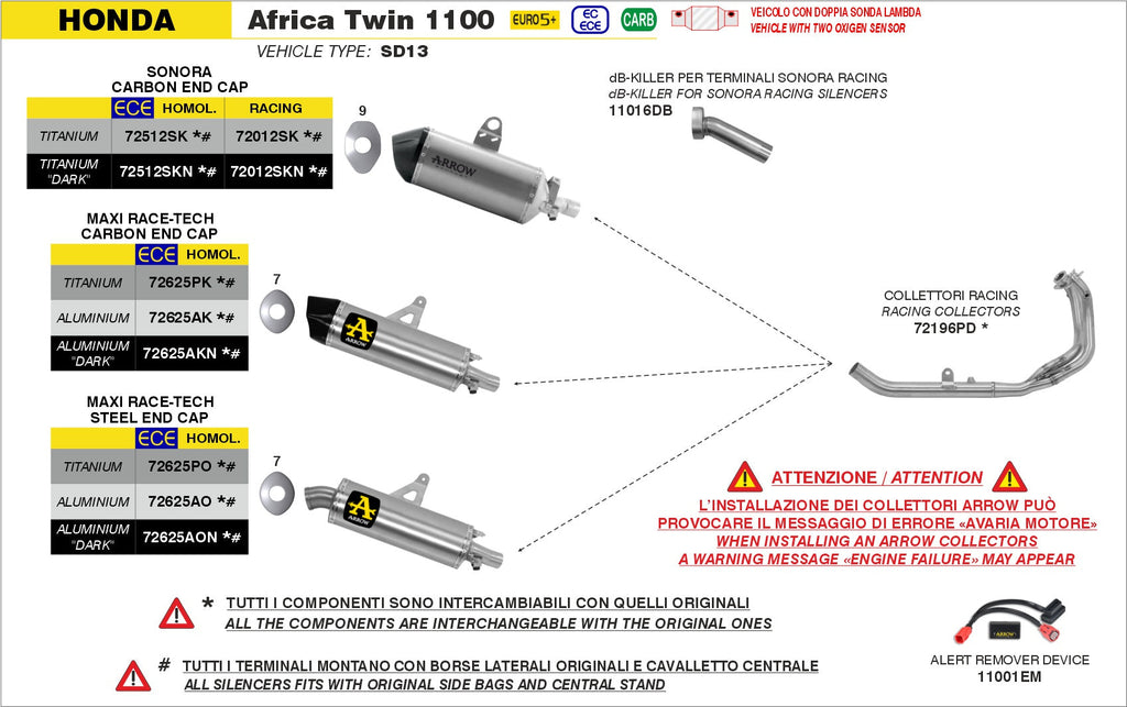 Arrow Maxi Race-Tech Approved Aluminium "Dark" Slip On - Honda CRF1100L Africa Twin/CRF1000L Africa Twin ABS