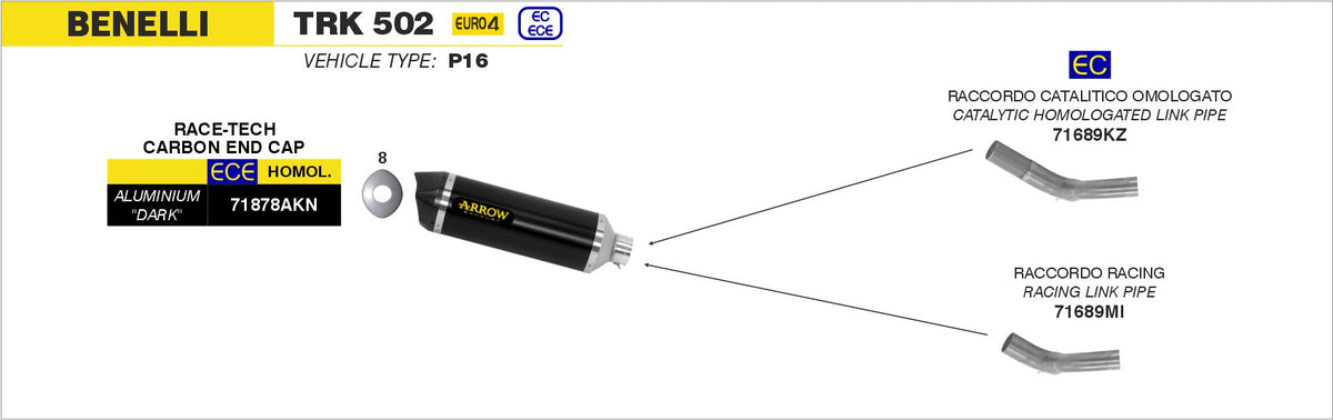 Arrow Race-Tech Aluminium "Dark" Slip On with Carbon End Cap