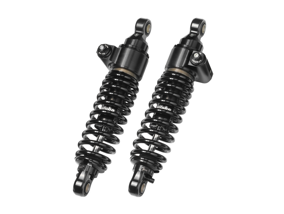 Brock's Performance 12in Bitubo WME22 Adjustable Rear Shock Set Black - H-D Touring (14-20)