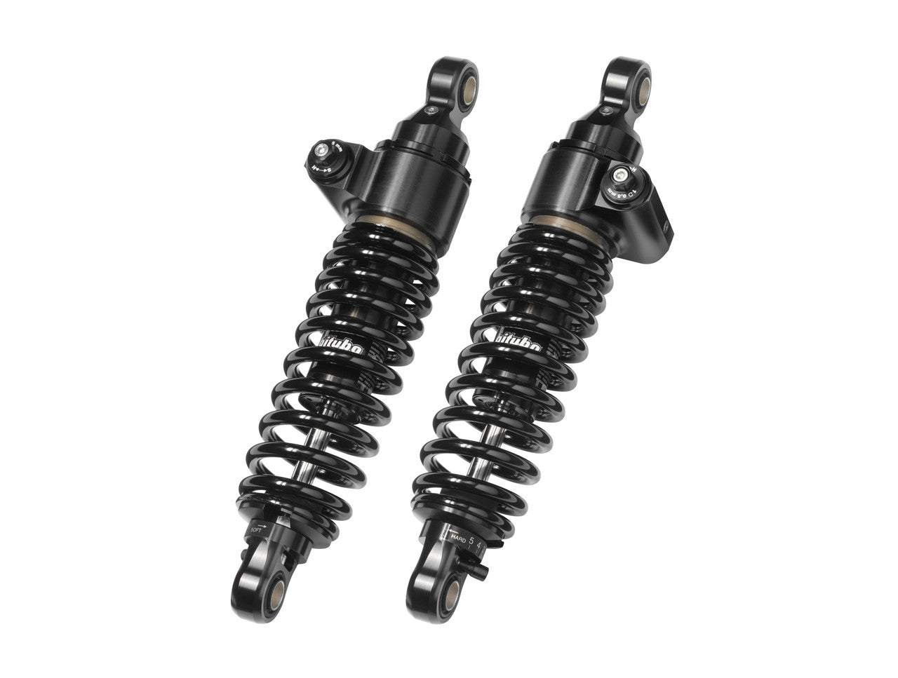 Brock's Performance 12.85in Bitubo WME22 Adjustable Rear Shock Set Black - H-D Touring (14-20)