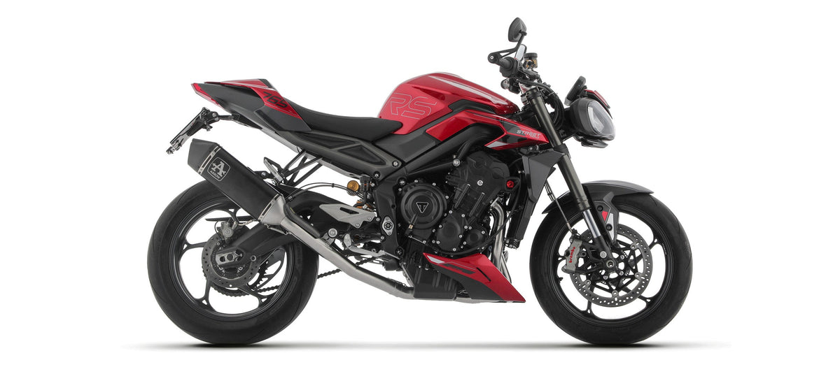 Arrow Homologated Full System with Veloce Aluminium "Dark" Slip On - Triumph Street Triple/Street Triple RS
