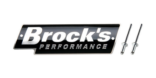 Brock's Performance Logo Plate 5.5in Black w/ Silver Letters (Includes Rivets)
