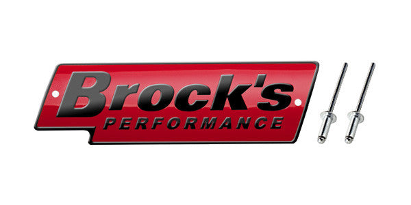 Brock's Performance Logo Plate 5.5in Red w/ Black Letters (Includes Rivets)