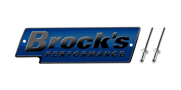 Brock's Performance Logo Plate 5.5in Blue w/ Black Letters (Includes Rivets)