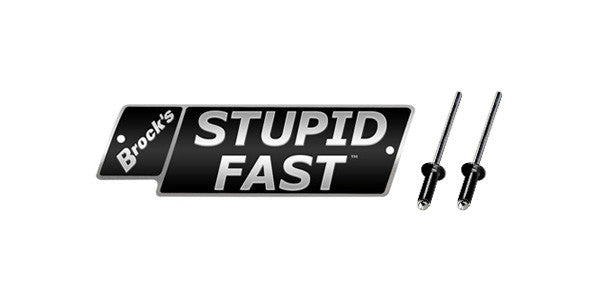 Brock's Performance STUPID FAST Logo Plate 4in Black w/ Silver Letters (Includes Rivets)