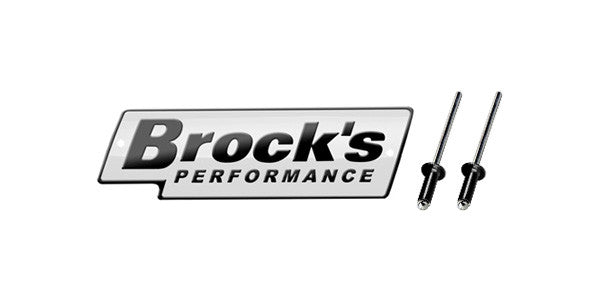 Brock's Performance Logo Plate 4in White w/ Black Letters (Includes Rivets)