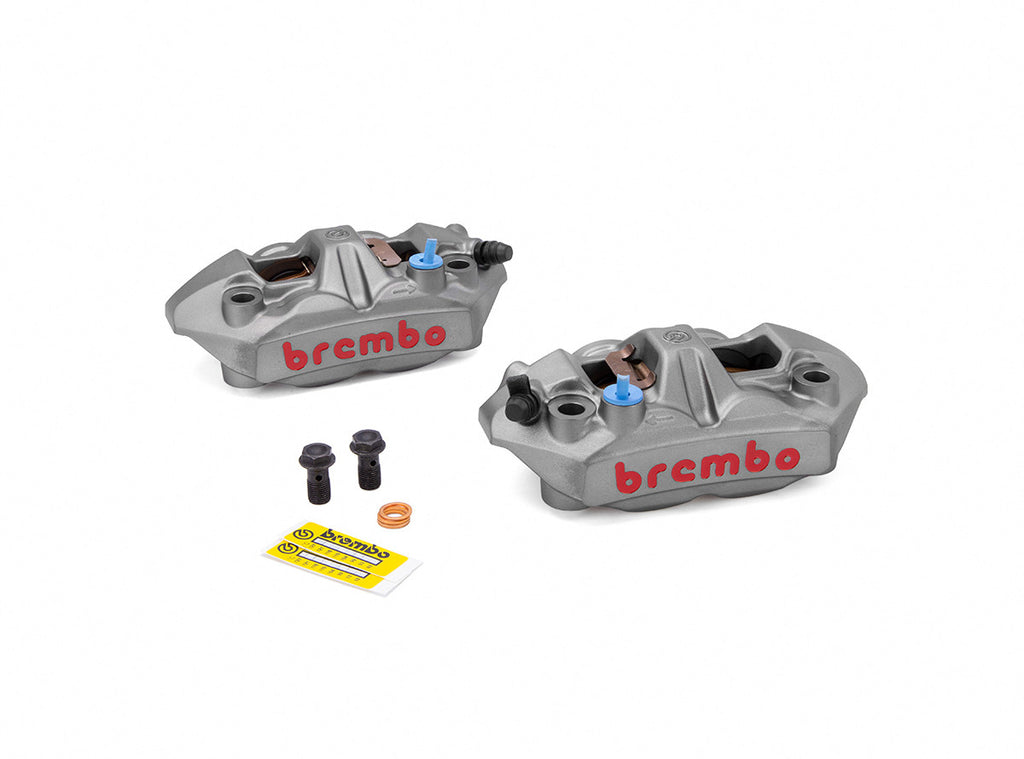 Brock's Performance Brembo M4 Front Caliper Set (108mm Radial) Titanium Grey