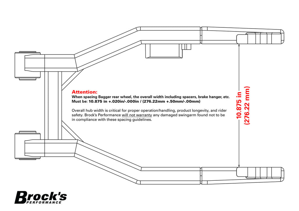 Brock's Performance West Coast Bagger Swingarm (Burnished) for Harley-Davidson Touring Models (09-26)