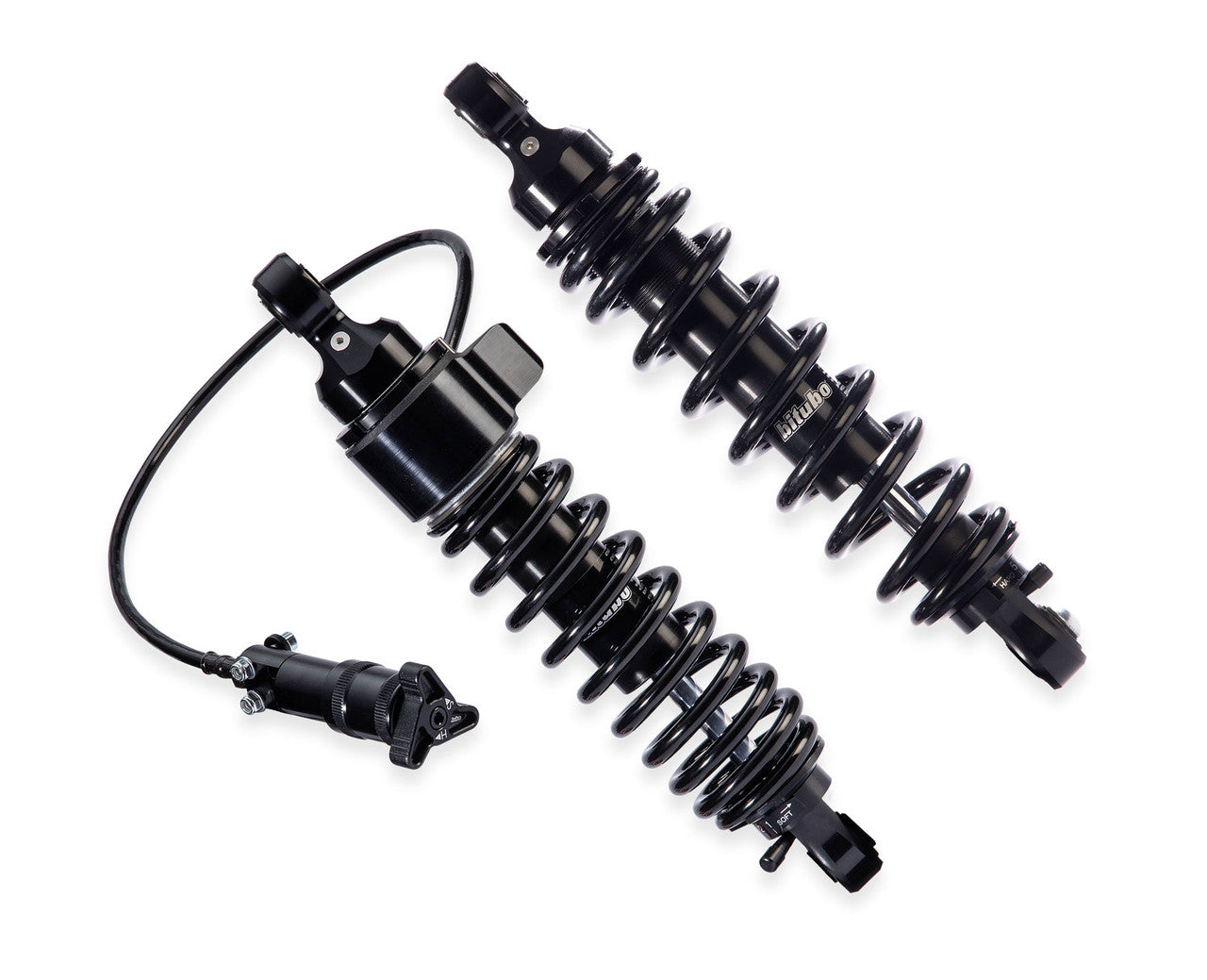Brock's Performance 12.85in Bitubo WME22V3 Rear Shock Set Black w/ Remote Adjustable Preload H-D Touring (14-20)