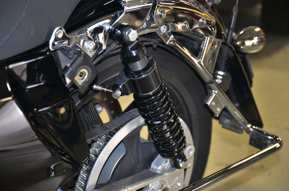 Brock's Performance 12in Bitubo WME22V3 Rear Shock Set Black w/ Remote Adjustable Preload H-D Touring (14-20)